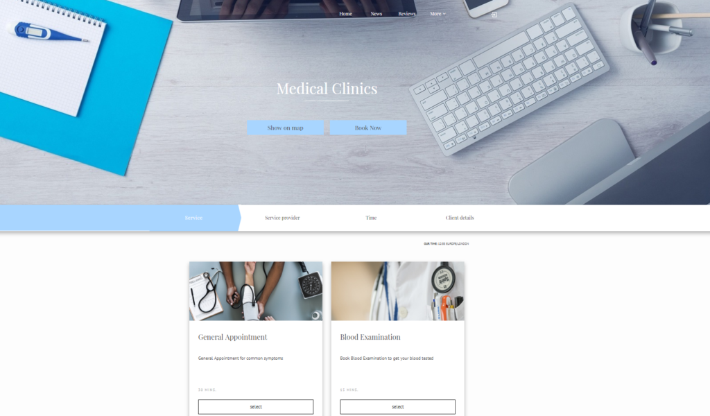 Medical booking website examples