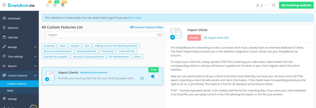 Add clients using import clients feature