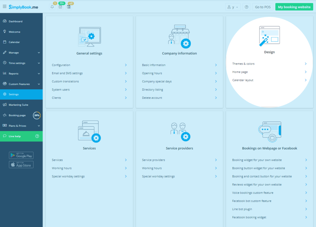 Configuración de diseño personalizado