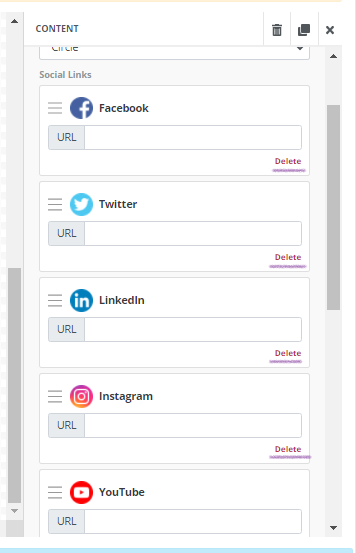 Custom email designs - delete social platforms