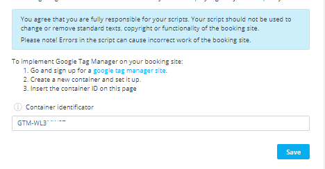 Past container ID into SimplyBook.me GTM settings