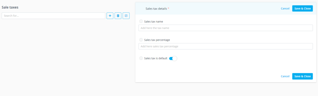 Sales Taxes editing and definitions