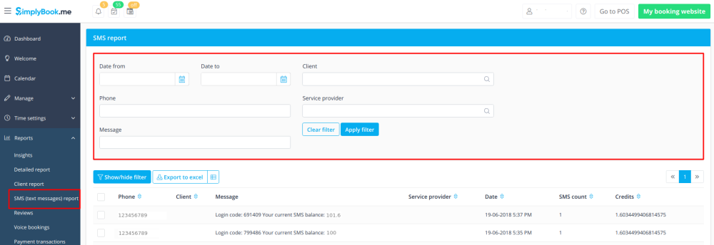 Monitor your booking notification via SMS to track expenditure.