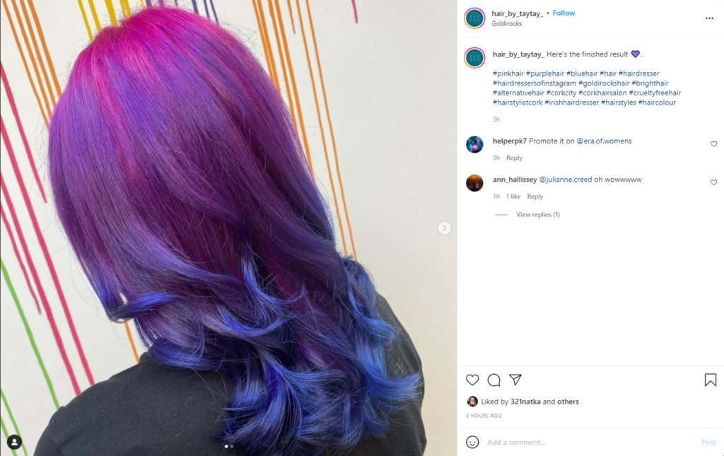 Inspiración de Instagram para cabello morado