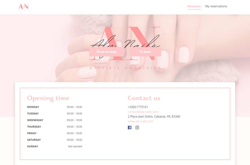 Beautiful booking website for beautiful Aly Nails