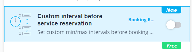 custom interval before service reservation custom feature