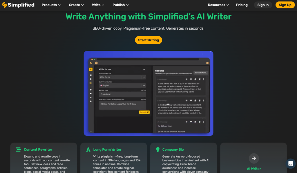 AI Writing Tools Simplified