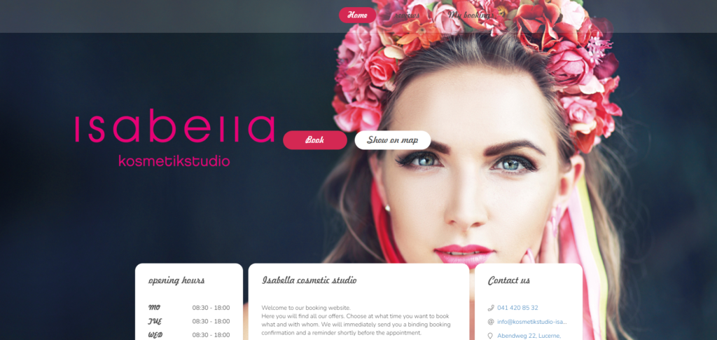 Beauty Booking Homepage mit SimplyBook.me