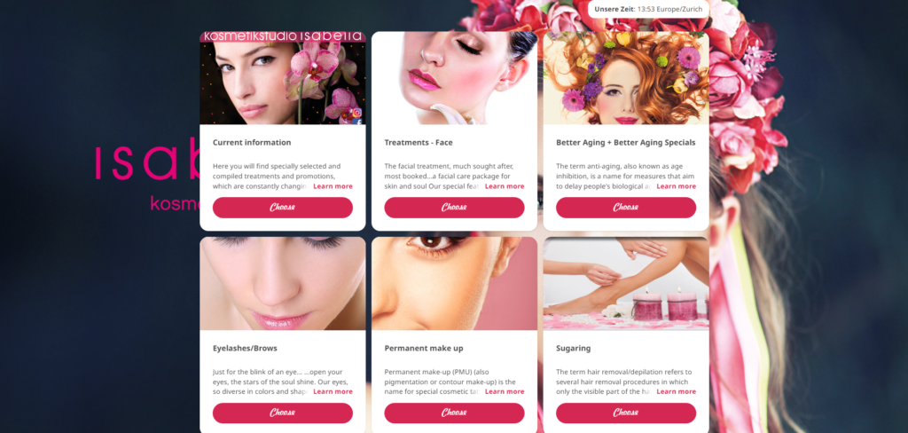 Beauty Booking Service Angebotskategorien mit SimplyBook.me