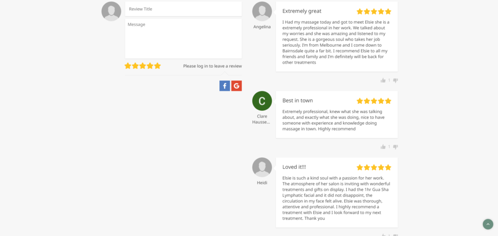 reviews on booking page