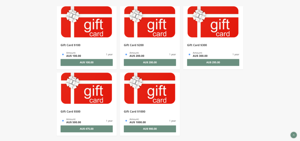 gift card offerings