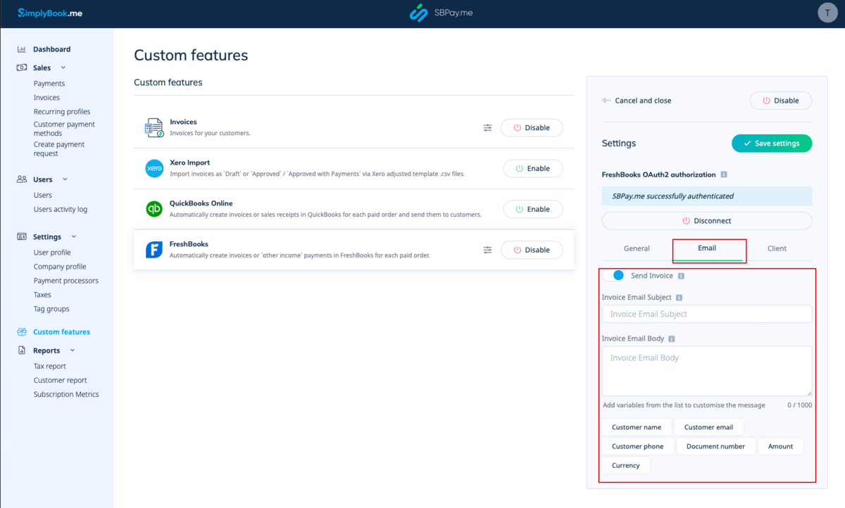 Plantilla de factura de FreshBooks