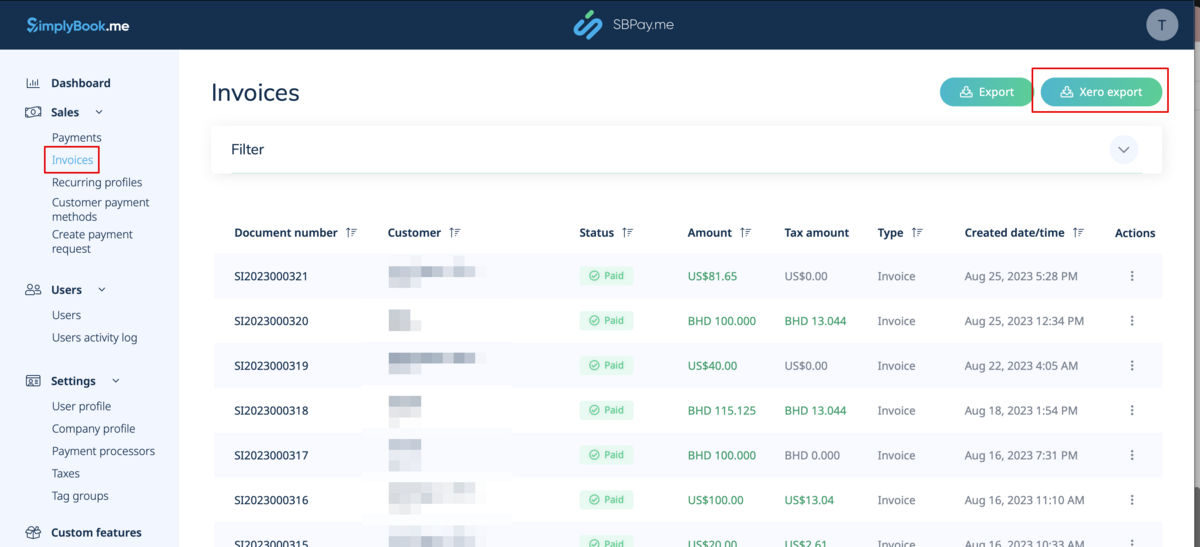 Xero export file path