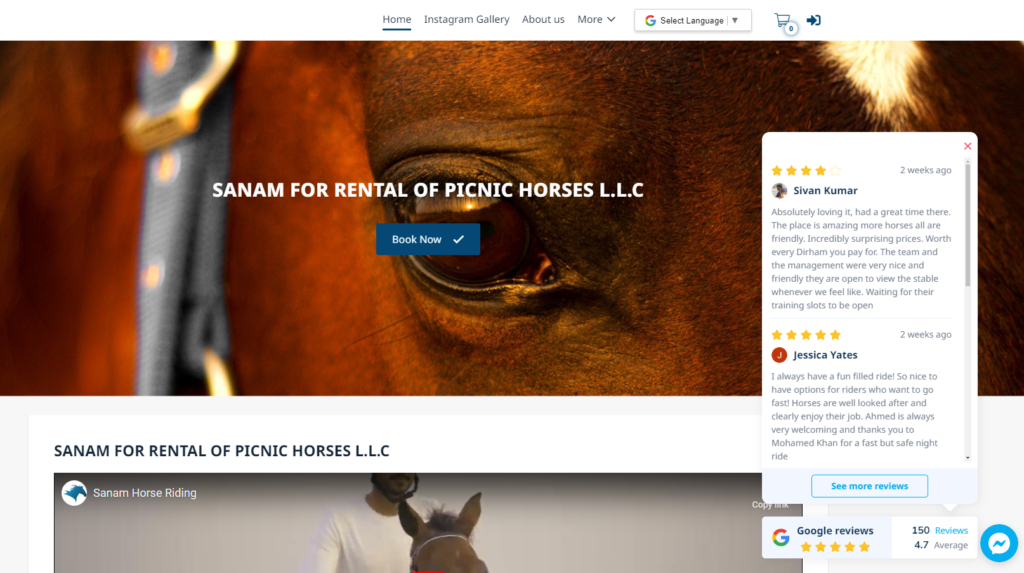 Sanam Horse riding Abu Dhabi google reviews with SimplyBook.me