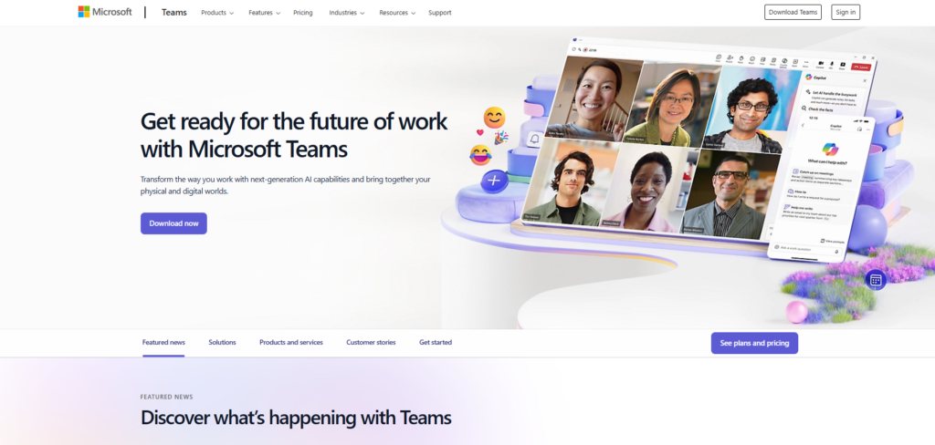 page d'accueil de microsoft teams