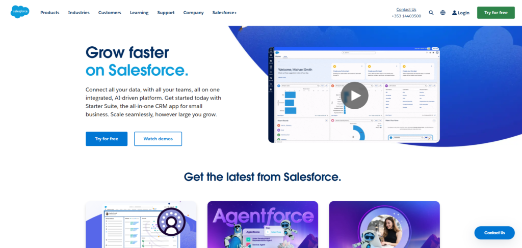 page d'accueil de salesforce  