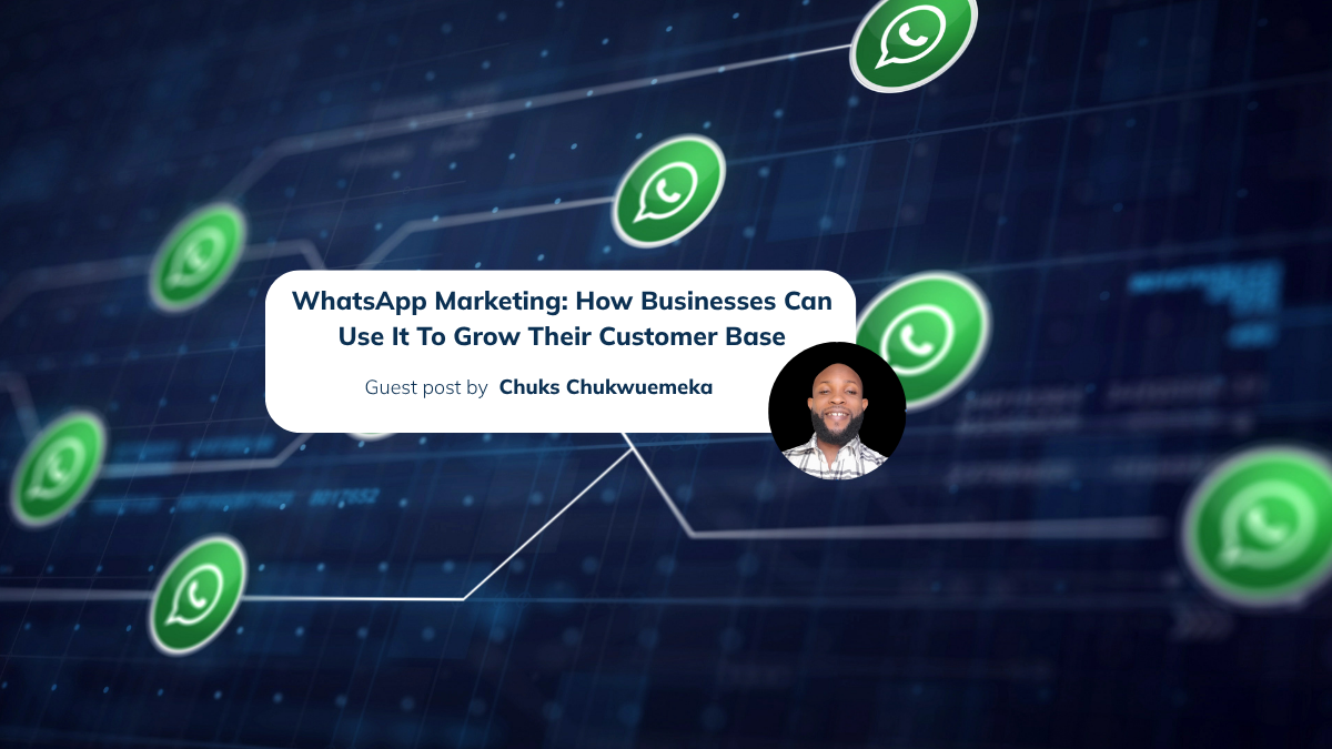 WhatsApp Marketing illustration with connected WhatsApp logos and digital network showing business growth.